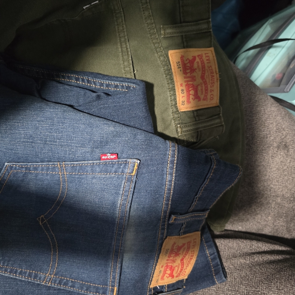 2 Pair Levi's Men's Slim Jeans in Blue and Olive 40x32